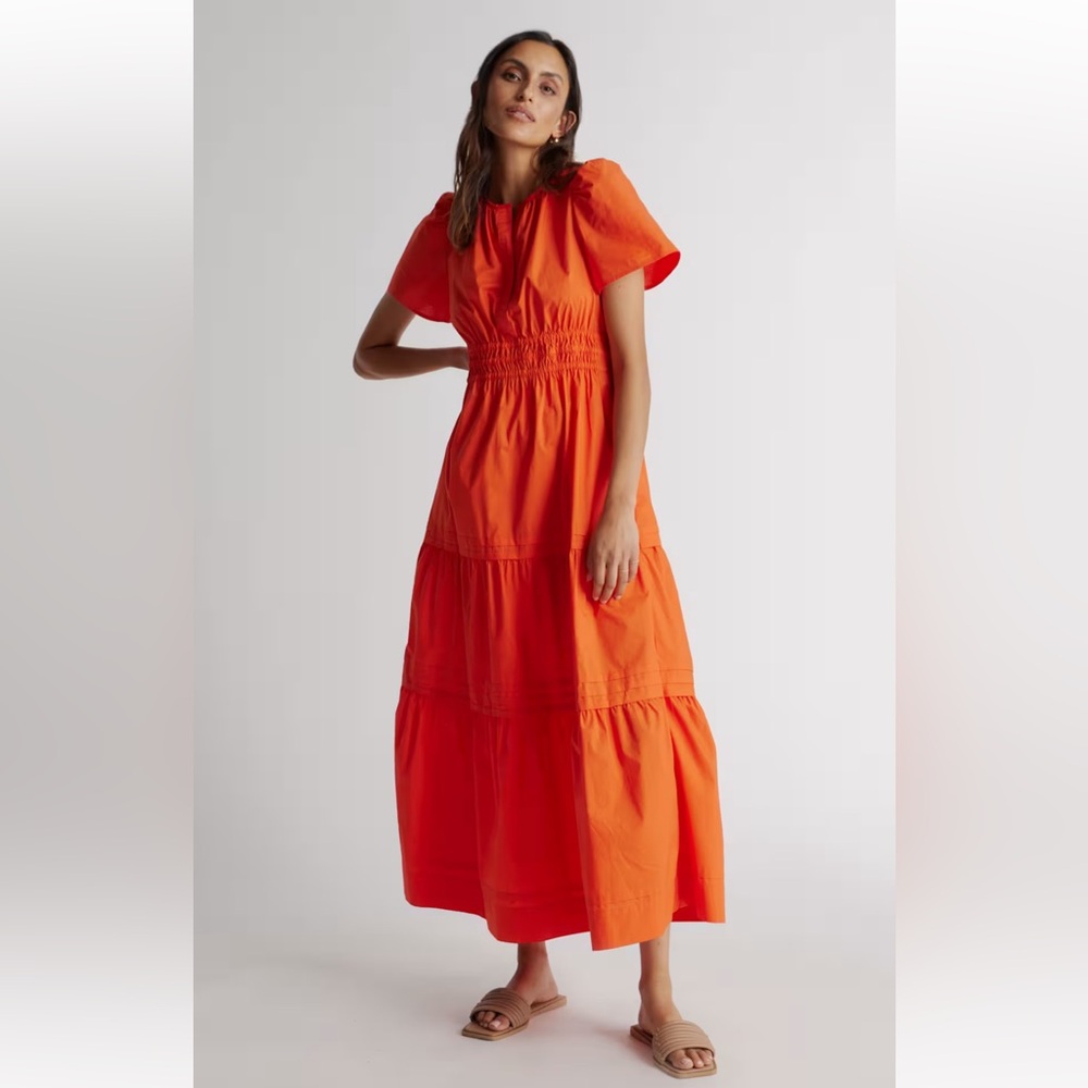 100% Organic Cotton Poplin Tiered Maxi Dress Quince